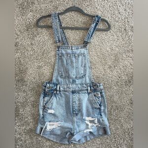 H&M medium wash denim overalls